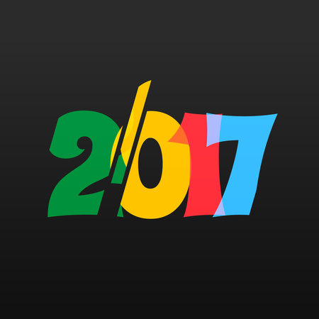 colorful 2017 text on black background