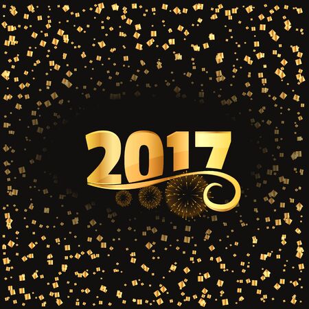 2017 celebration background with golden lettering and conffettiのイラスト素材