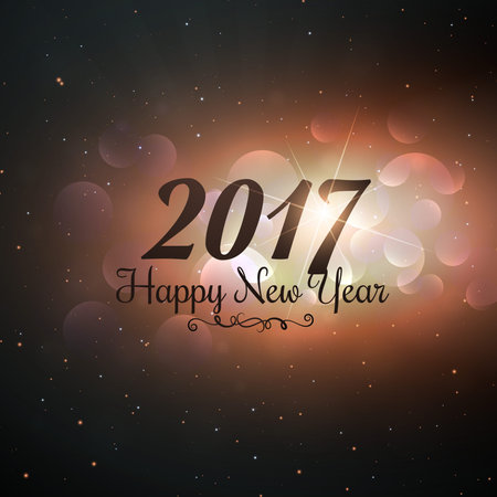 2017 new year text written in universe style background