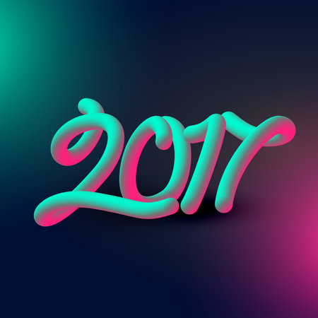 3d style 2017 new year text design with light effect