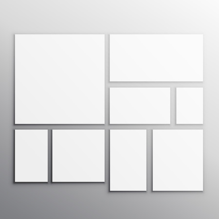 set of white mockup cardsのイラスト素材