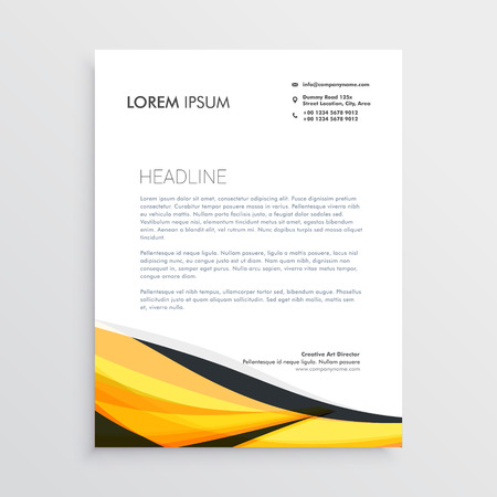 yellow and black abstract wave letterhead templateのイラスト素材