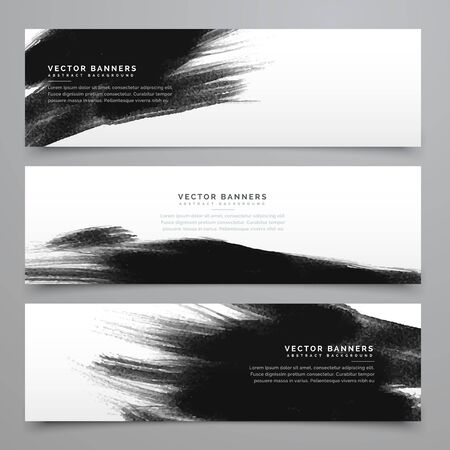 black ink strokes banenrs and headers collectionのイラスト素材