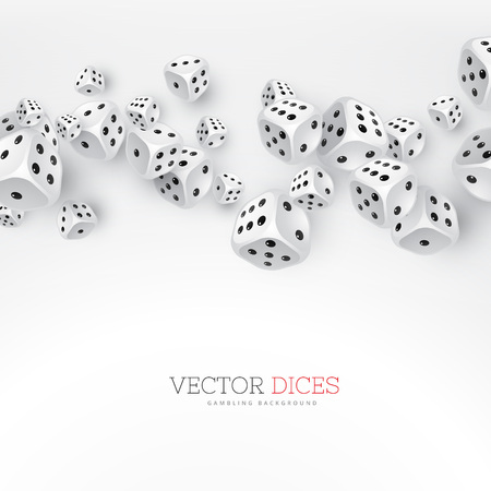 dice floating on white backgroundのイラスト素材