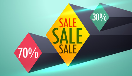 sale and discount voucher design with 3d shapesのイラスト素材