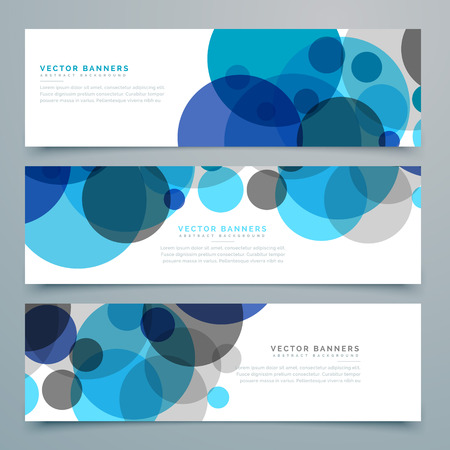 blue circles vector banners and headers setのイラスト素材