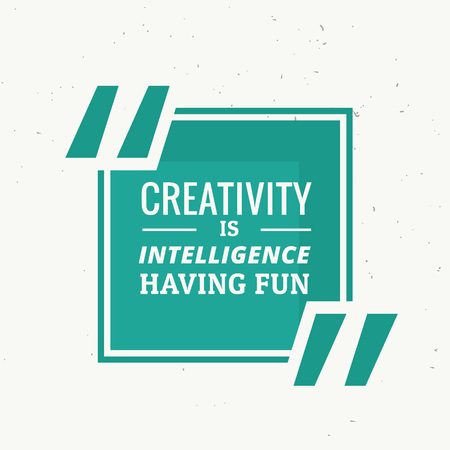 blue frame with quotation "creativity is intelligence hanving fun"のイラスト素材