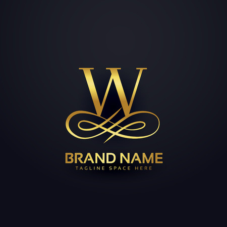 letter W brand logo design in golden styleのイラスト素材