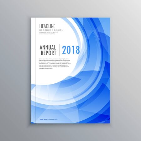 amazing brochure flyer design template with blue wave effectのイラスト素材