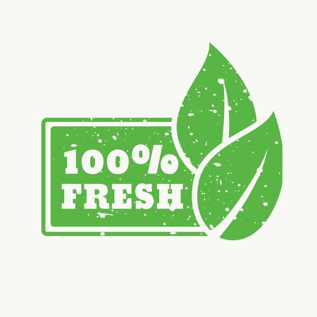 100% fresh green stamp signのイラスト素材