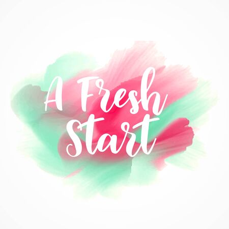 a fresh start custom lettering on watercolor splash backgroundのイラスト素材