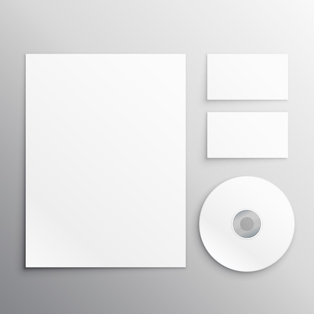 stationery items set including a4 paper, business card and cd dvdのイラスト素材