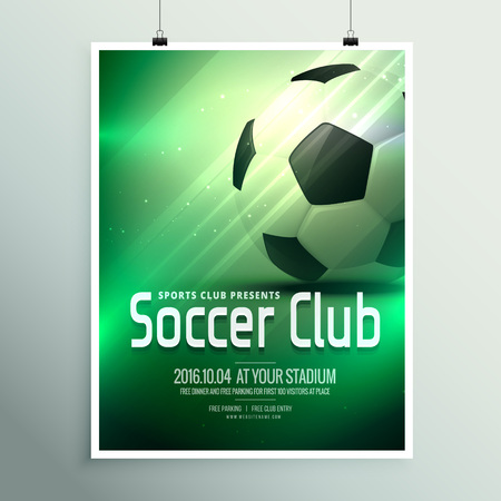 awesome sports flyer poster design template with football in green backgroundのイラスト素材