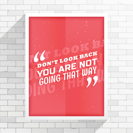 minimal red flyer with message "don't look back you are not going that way"のイラスト素材