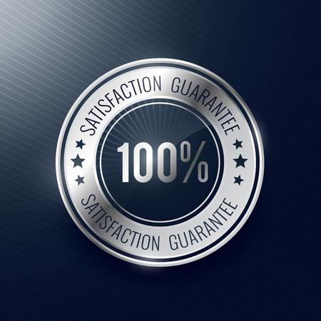 satisfaction guarantee silver label and badgeのイラスト素材