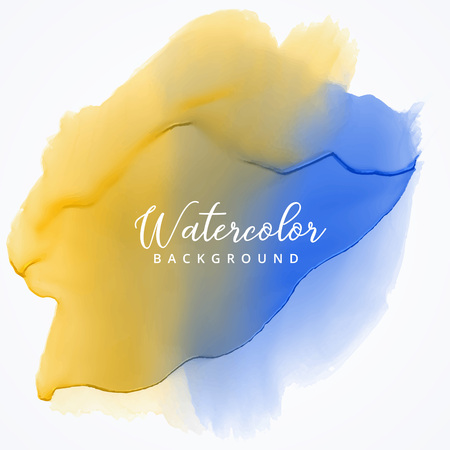 yellow and blue watercolor stain background with dripping effectのイラスト素材