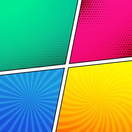 four empty comic book page template background designのイラスト素材