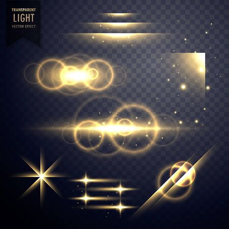 transparent light effect and lens flare collectionのイラスト素材