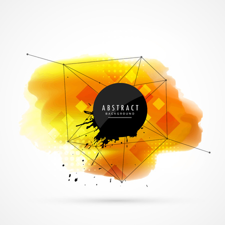 Yellow watercolor stain with grunge effectのイラスト素材