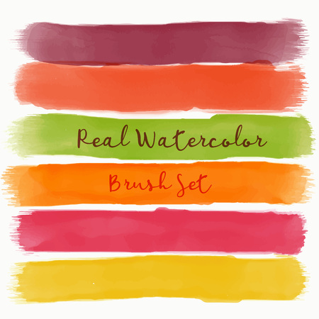 Set of real watercolor brush with warm colorsのイラスト素材