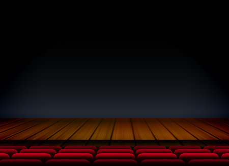 theater or stage template for show premier with seat and wooden floorのイラスト素材