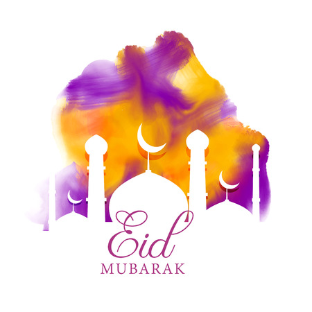 creative eid greeting with watercolor effectのイラスト素材