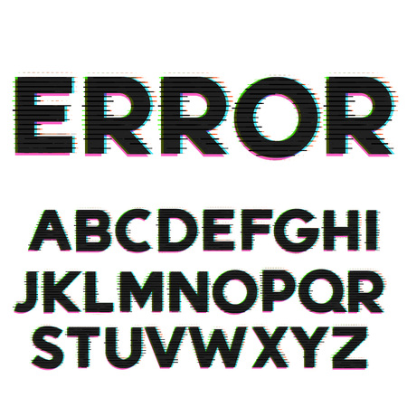glitch and error style font and alphabet designのイラスト素材