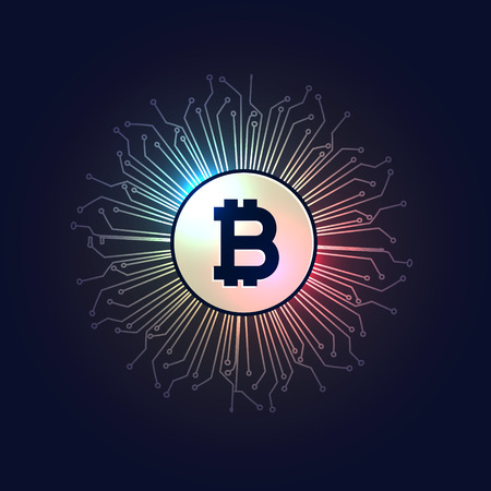 bitcoins digital currency technology style backgroundのイラスト素材