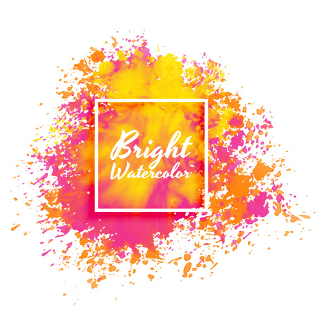 bright pink and yellow watercolor splatter backgroundのイラスト素材