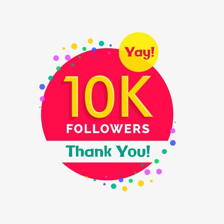 10000 followers poster with thank you illustrationのイラスト素材
