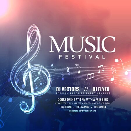 music festival invitation design with notesのイラスト素材