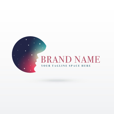 night sky with women face logo design conceptのイラスト素材