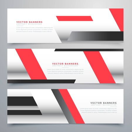 red business horizontal banners set with geometric shapesのイラスト素材