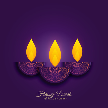 Ilustración de happy diwali holiday background with burning diya - Imagen libre de derechos