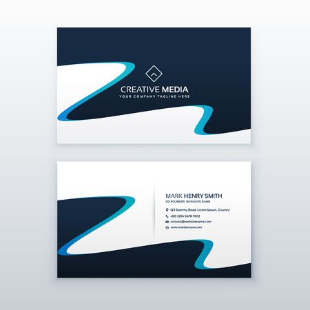Abstract wavy blue business card designのイラスト素材