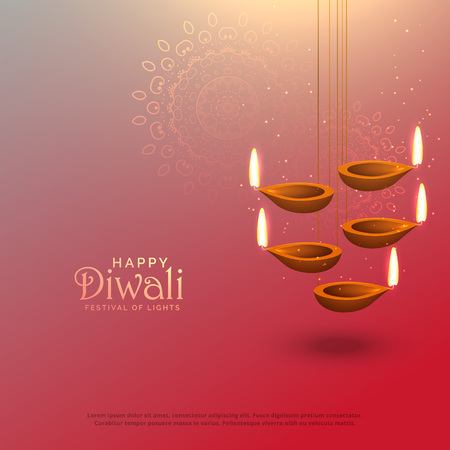 awesome diwali hanging lamps festival background designのイラスト素材