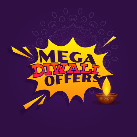 mega diwali festival offer sale banner vector designのイラスト素材