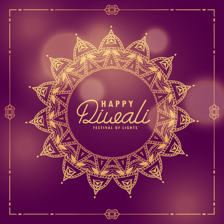 happy diwali indian festival ethnic greeting with mandala decorationのイラスト素材