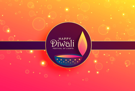 elegant happy diwali background with sparkles and diyaのイラスト素材