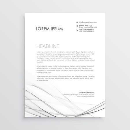 minimal letterhead design with gray wavy shapeのイラスト素材