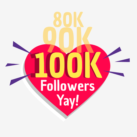 100k social followers success message poster templateのイラスト素材