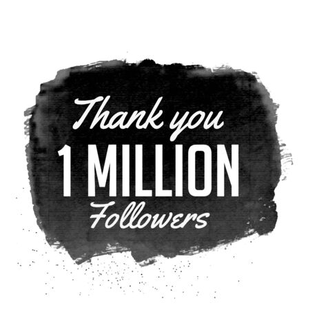 thank you 1 million followers vector design with black watercolorのイラスト素材