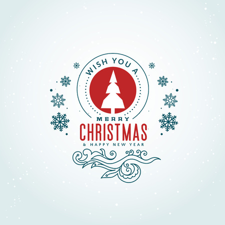 creative merry christmas greeting design with decorationのイラスト素材