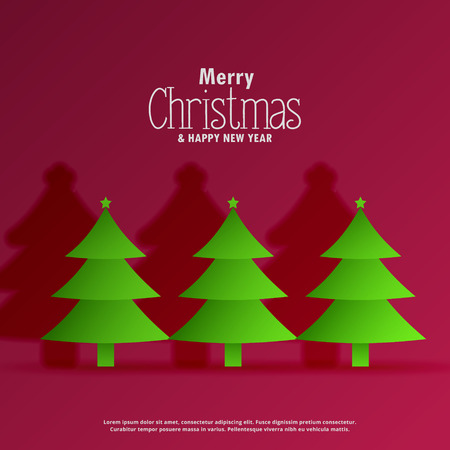 green christmas tree design with shadowのイラスト素材