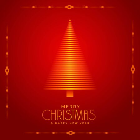 red background with beautiful christmas tree illustrationのイラスト素材