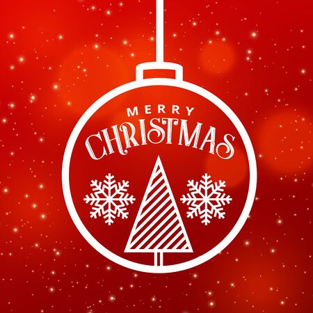 christmas festival greeting design graphic with hanging ball and tree のイラスト素材