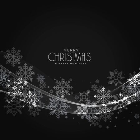 stylish dark christmas snowflakes background with wave effectのイラスト素材