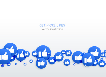 social media network blue likes thumb up icons backgroundのイラスト素材