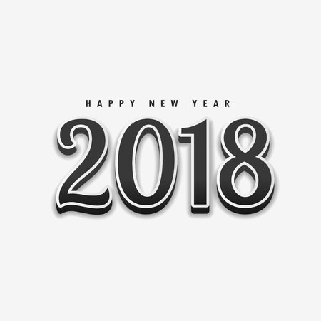 New Year 2018 text in black design, vector illustration.のイラスト素材