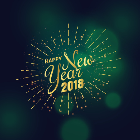 Golden 2018 New Tear greeting background design, vector illustration.のイラスト素材